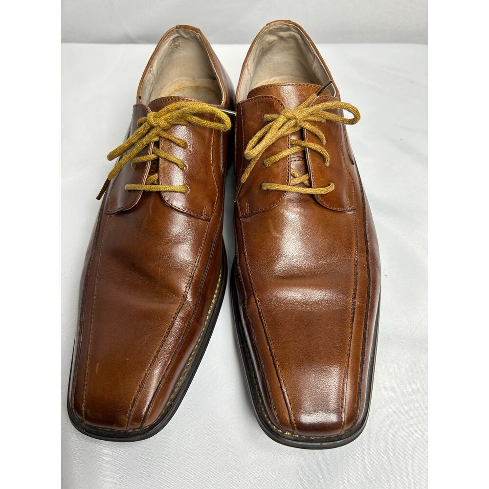 Stacy Adams Brown Leather Square Toe Lace up Oxford Dress Shoes ~ Mens Size 9.5M